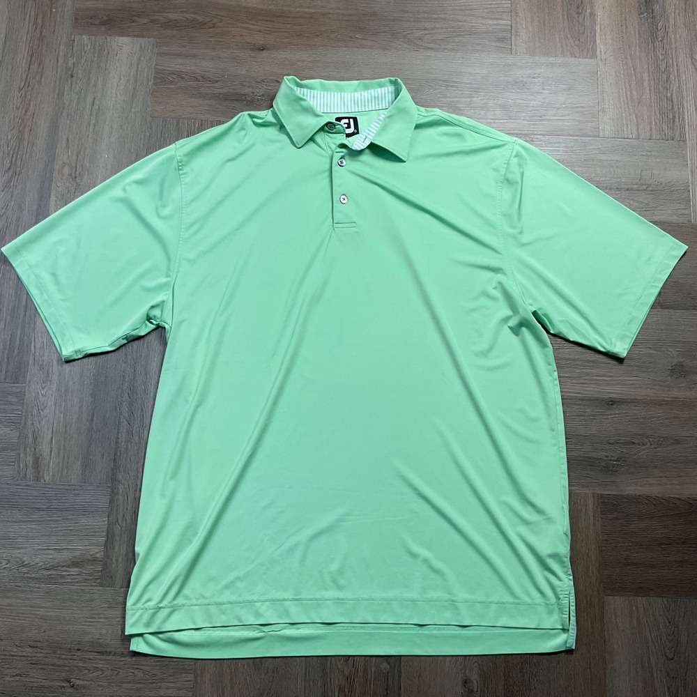 FootJoy Performance Golf FJ Logo Polo Shirt Mens XXL Mint Green Tennis Preppy - Picture 2 of 7